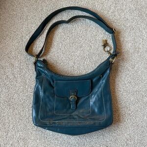 Teal Leather Shoulder Bag